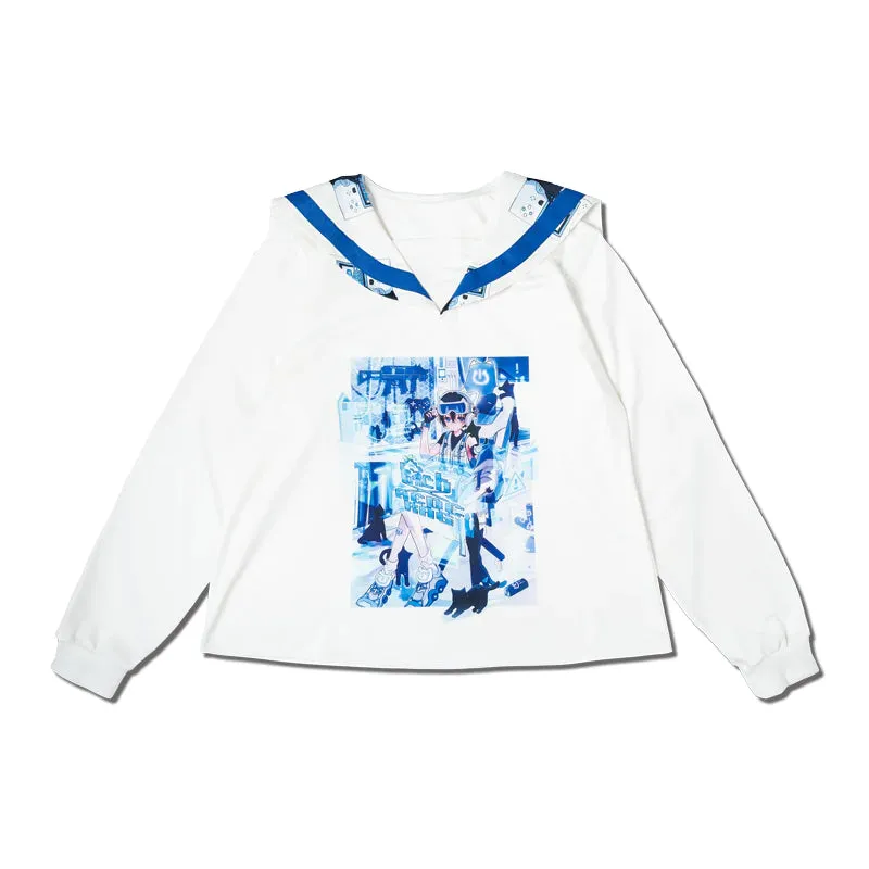 ACDC RAG x Peach Punch "Cyber Cat" sailor top