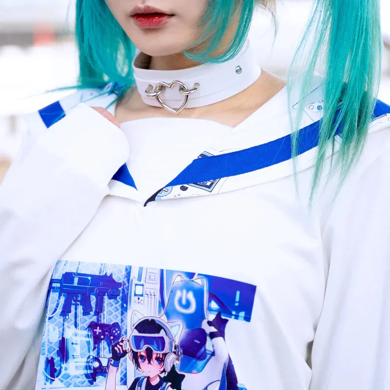 ACDC RAG x Peach Punch "Cyber Cat" sailor top