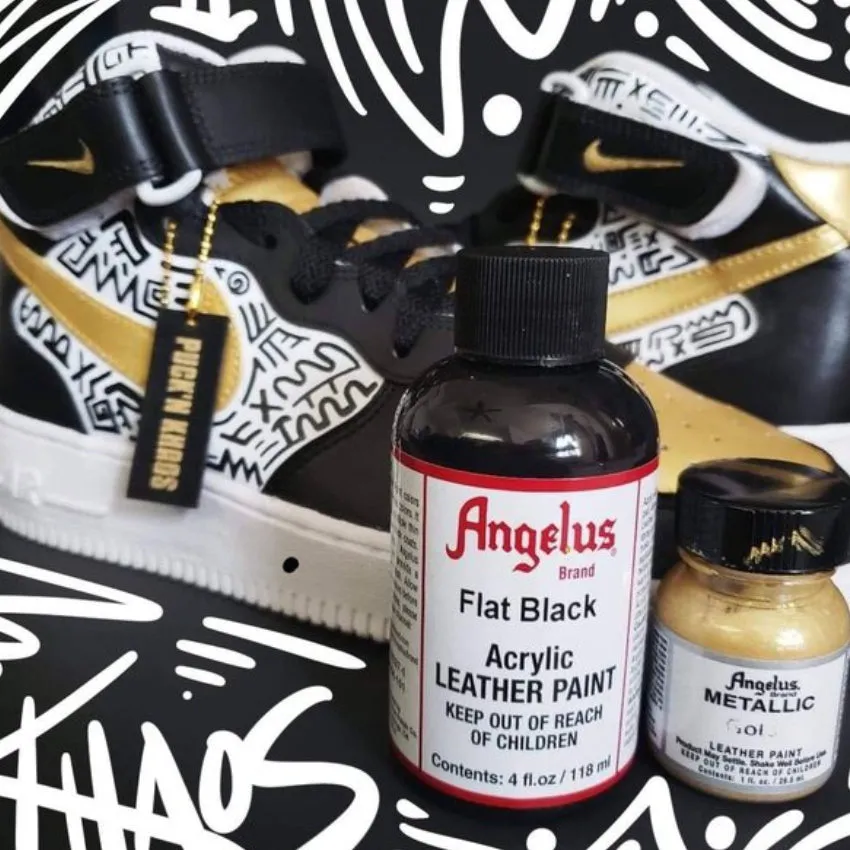 Angelus Acrylic Leather Paint Black / White / Flat Black / Flat White