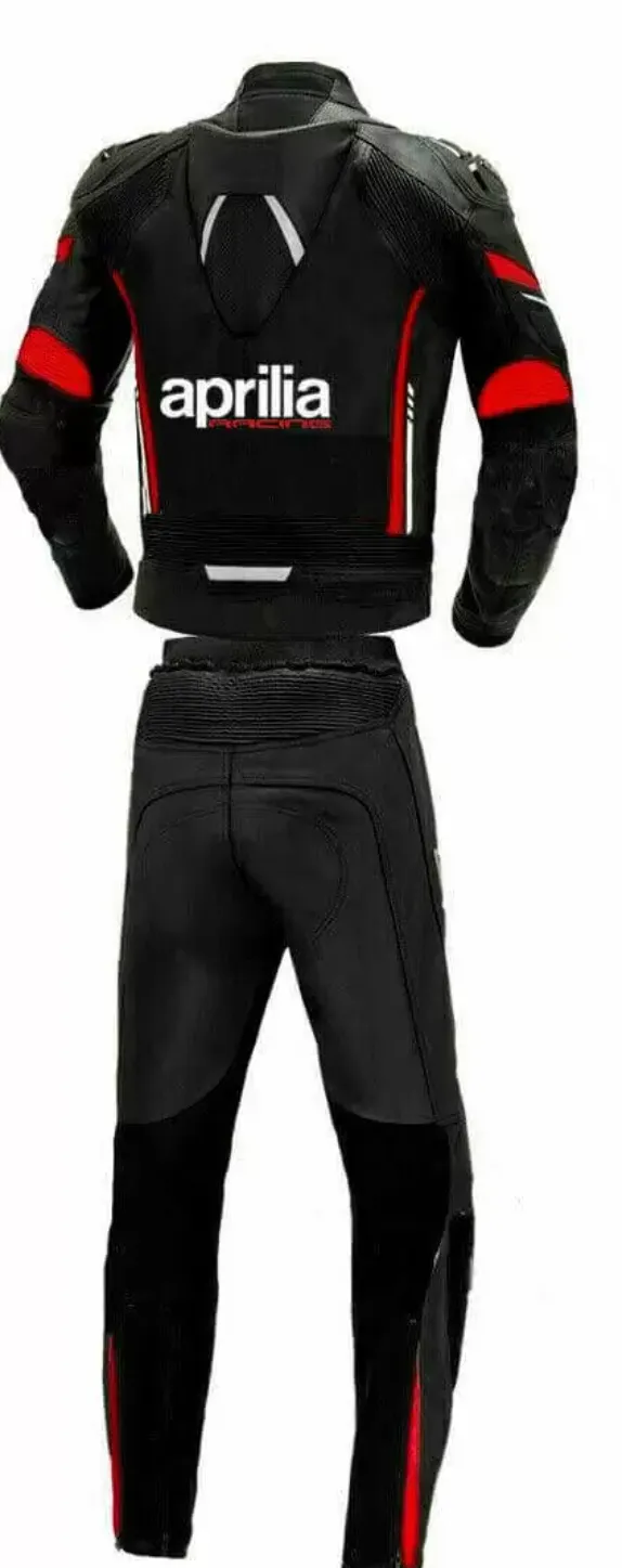 APRILIA RSV4 MEN MOTORCYCLE BLACK LEATHER RACING SUIT