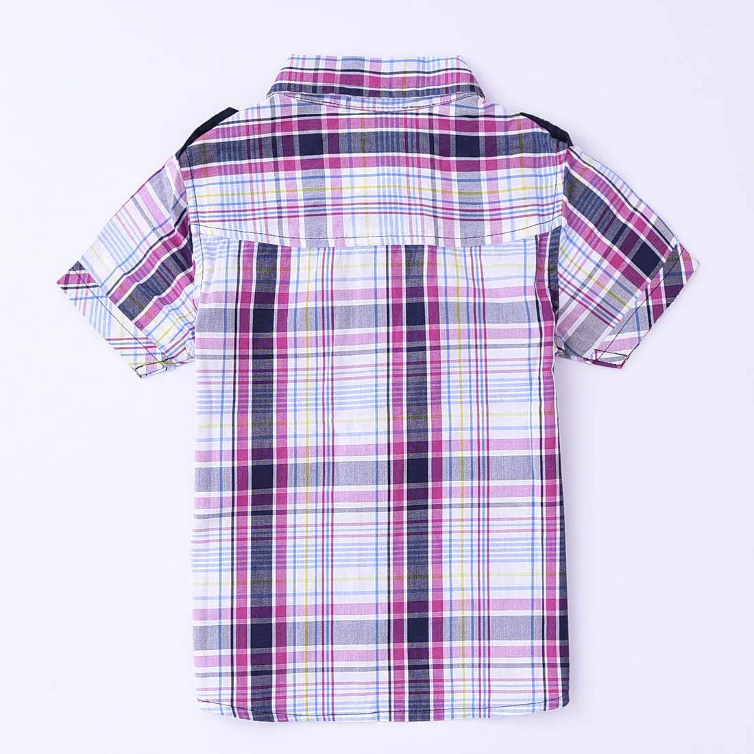 Baby Short Sleeve White/purple Plaid Shirt