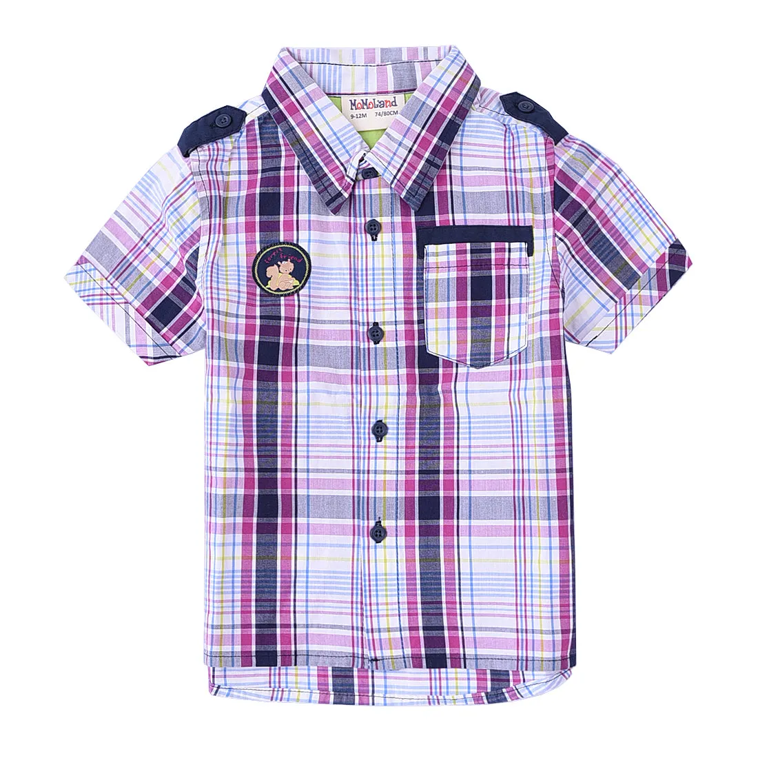 Baby Short Sleeve White/purple Plaid Shirt