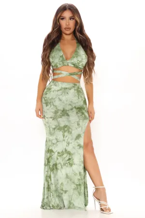 Believe Me Tie Dye Skirt Set - Olive