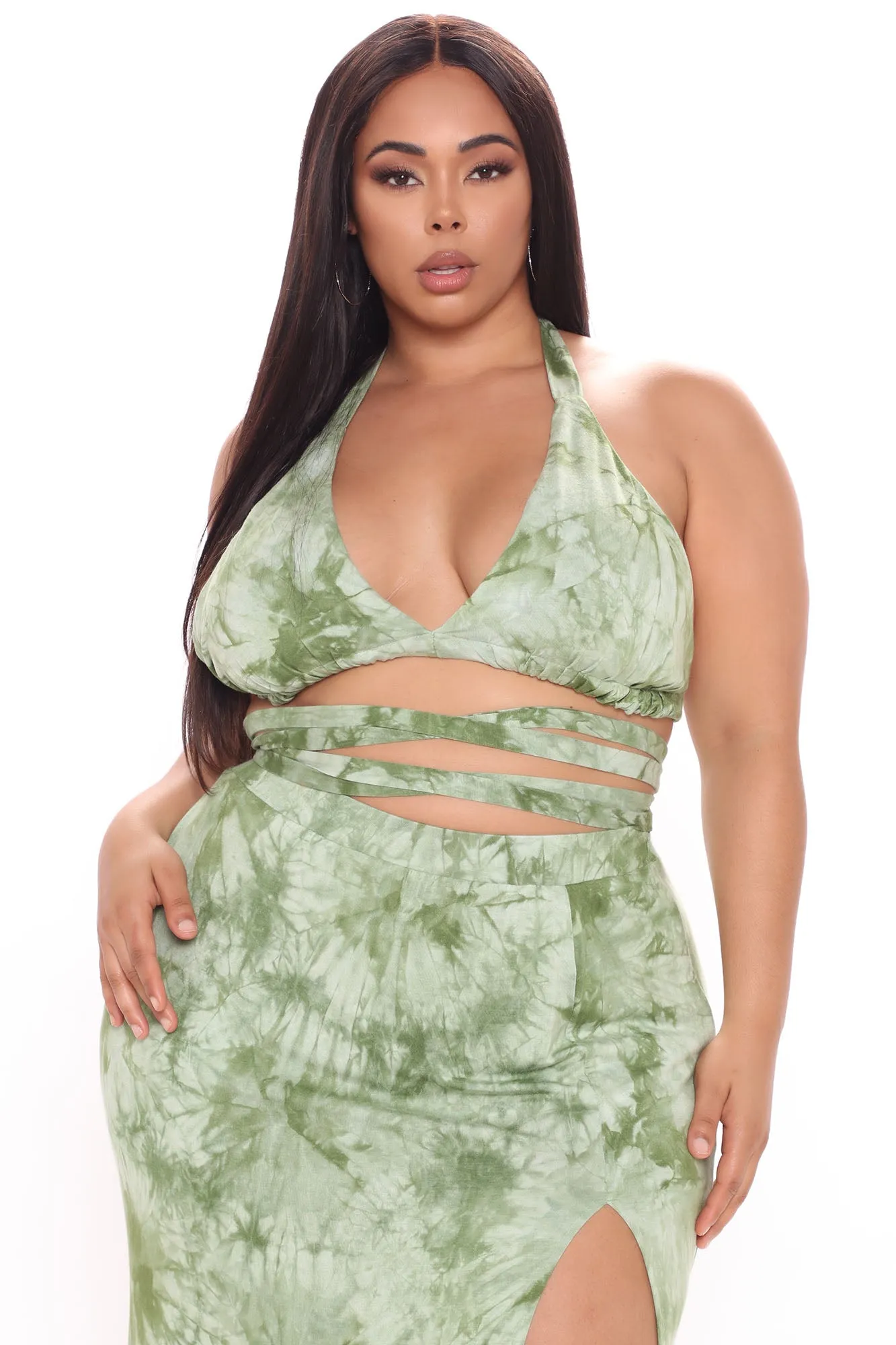 Believe Me Tie Dye Skirt Set - Olive