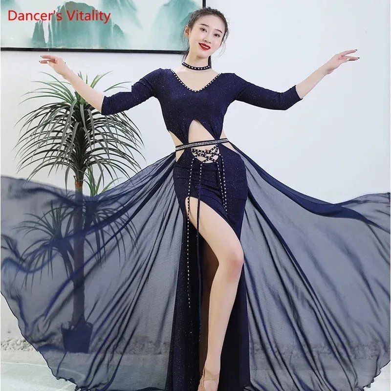 Belly Dance Performance Dresses for Women Bellydancing Competition Clothes Set Female Oriental Dance Practice Clothing Dress M,L