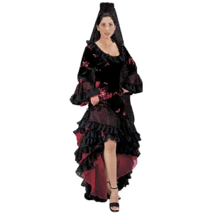 Black Spanish Flamenco Dancer Dress Costume