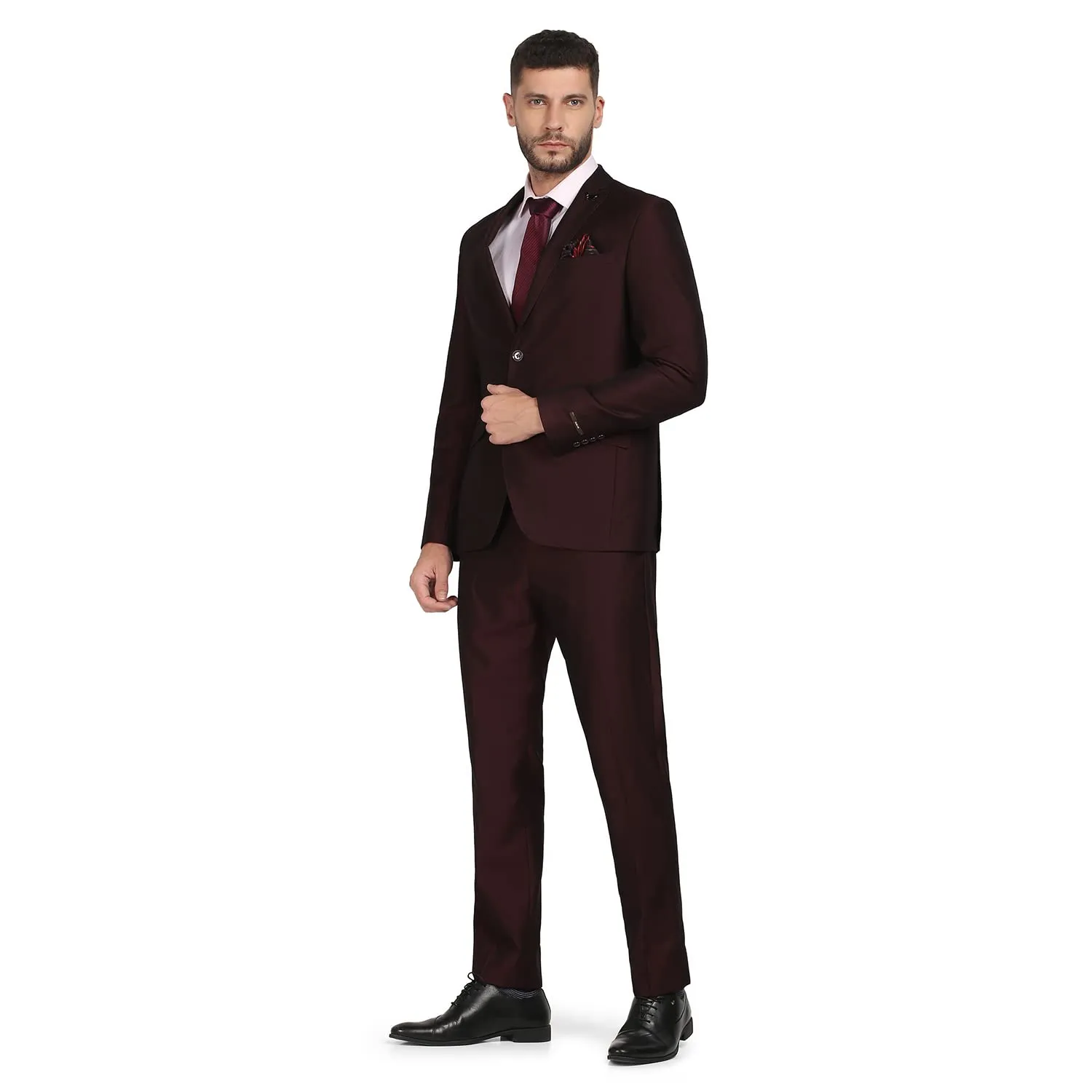 blackberrys Structured Polyester Blend Slim Fit Mens Suit (Purple, Size_40)