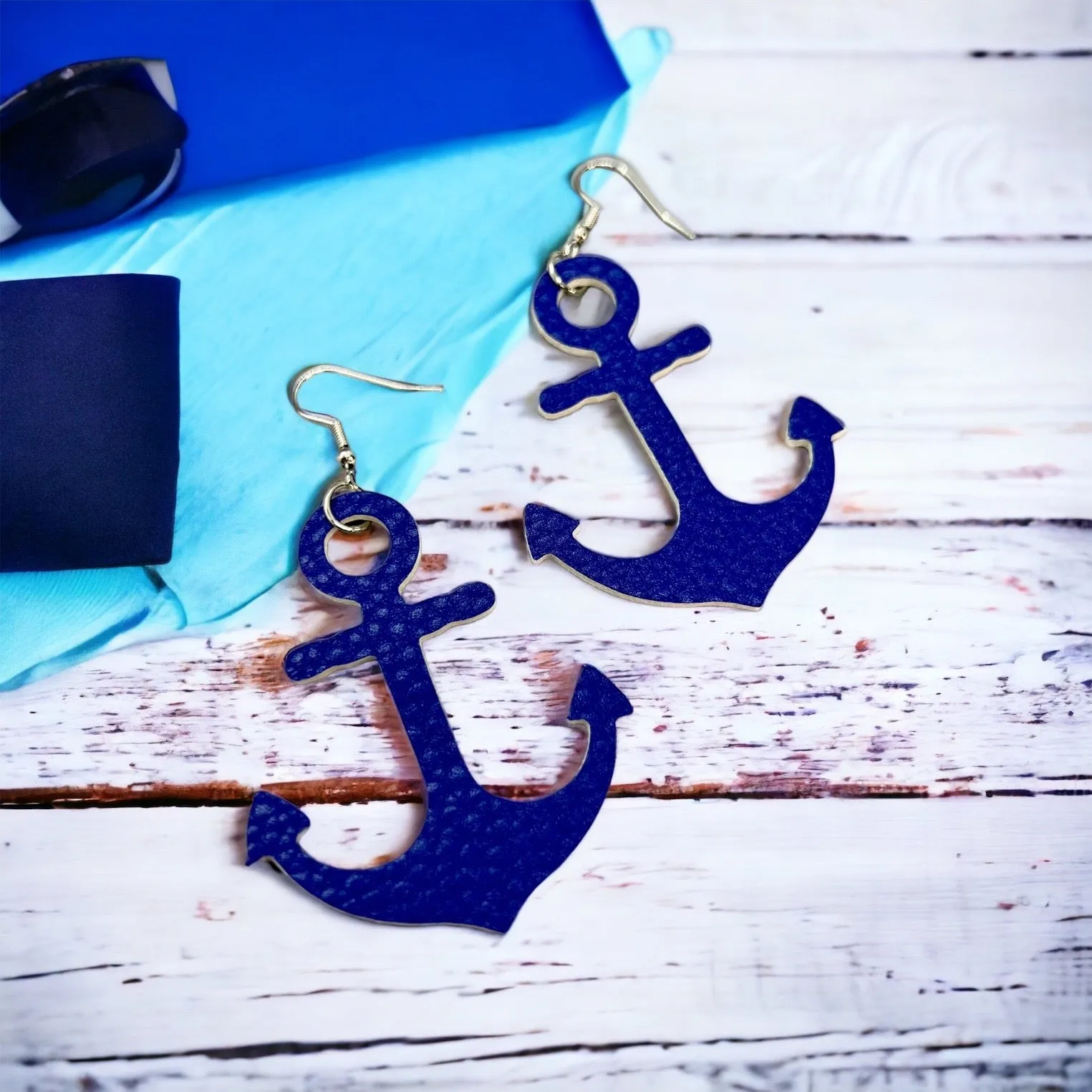 Blue Anchor Earrings - Handmade Jewelry, Anchor Accessories, Handmade Earrings, Blue Earrings, Navy Earrings, Anchor Jewelry, Captain Gift