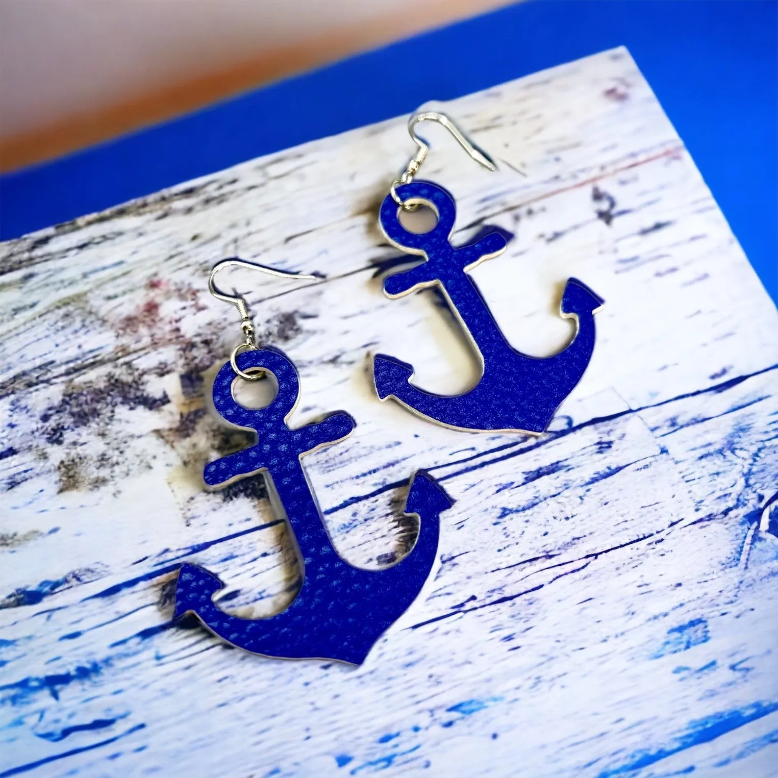 Blue Anchor Earrings - Handmade Jewelry, Anchor Accessories, Handmade Earrings, Blue Earrings, Navy Earrings, Anchor Jewelry, Captain Gift