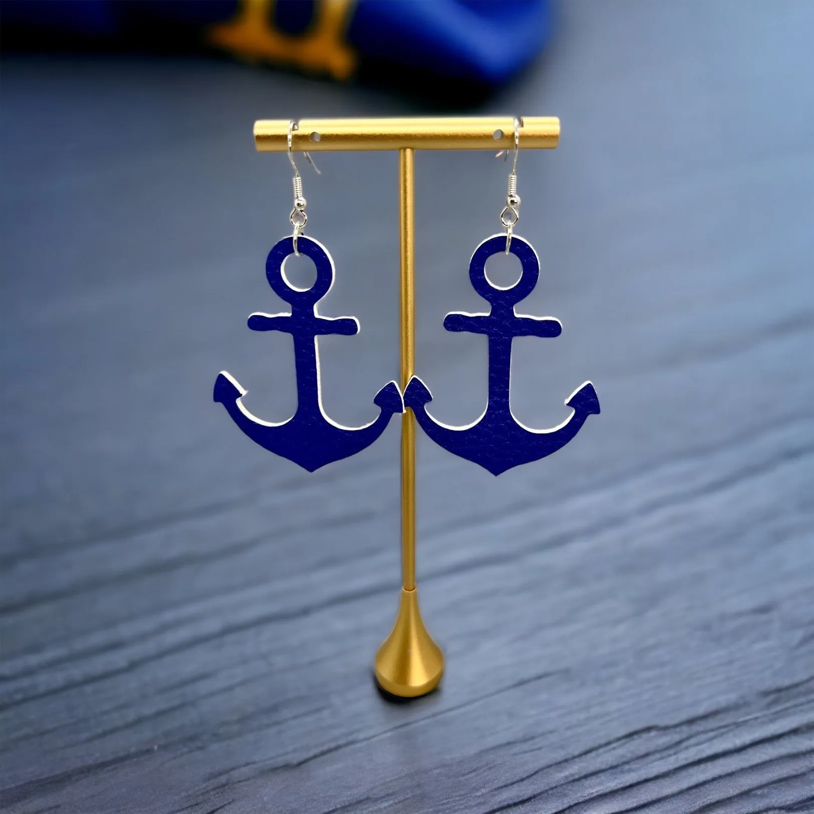 Blue Anchor Earrings - Handmade Jewelry, Anchor Accessories, Handmade Earrings, Blue Earrings, Navy Earrings, Anchor Jewelry, Captain Gift