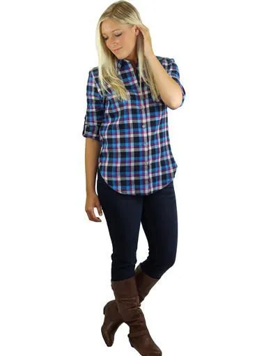 Blue Plaid Shirt With Pocket