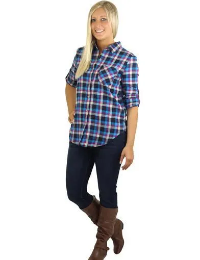 Blue Plaid Shirt With Pocket