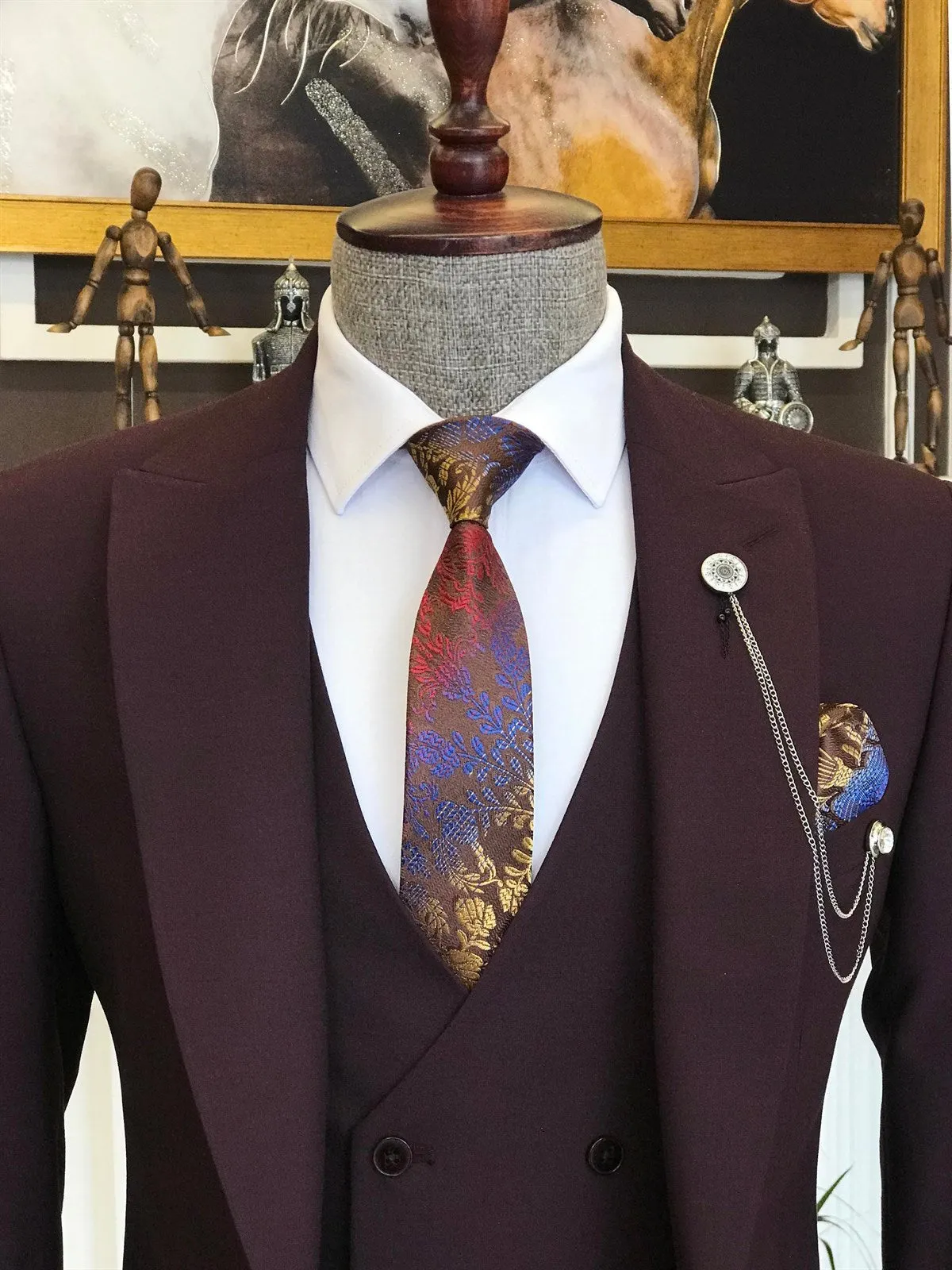 Bojoni Bordeaux Slim-Fit Suit 3-Piece