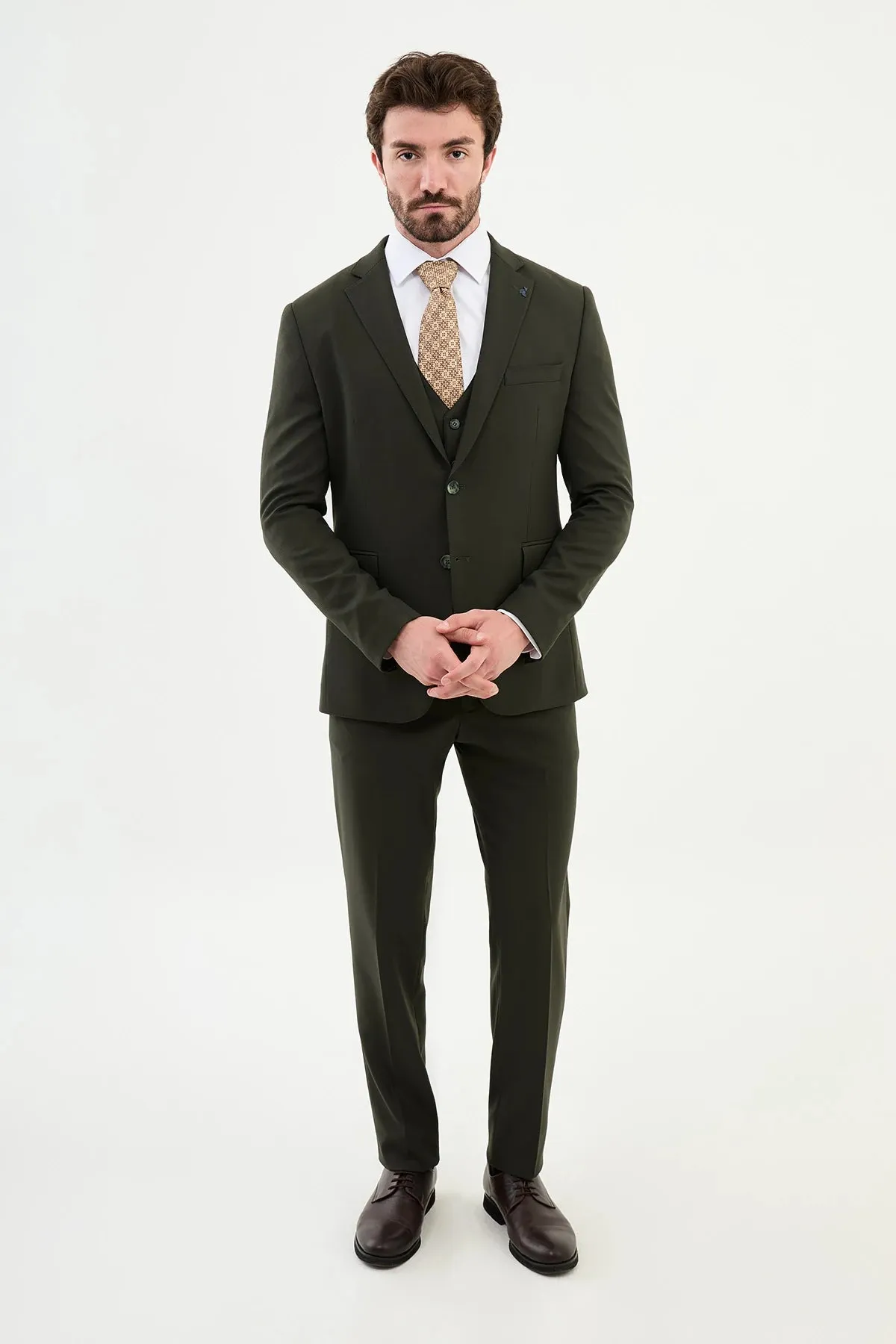 Bojoni Capena Khaki  Slim Fit Suit