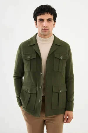 Bojoni Capena Safari Plain Green  Slim Fit Coat