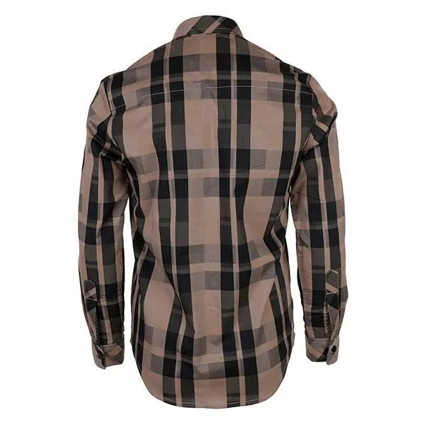 BOYS LONG SLEEVE PLAID SHIRT - BROWN