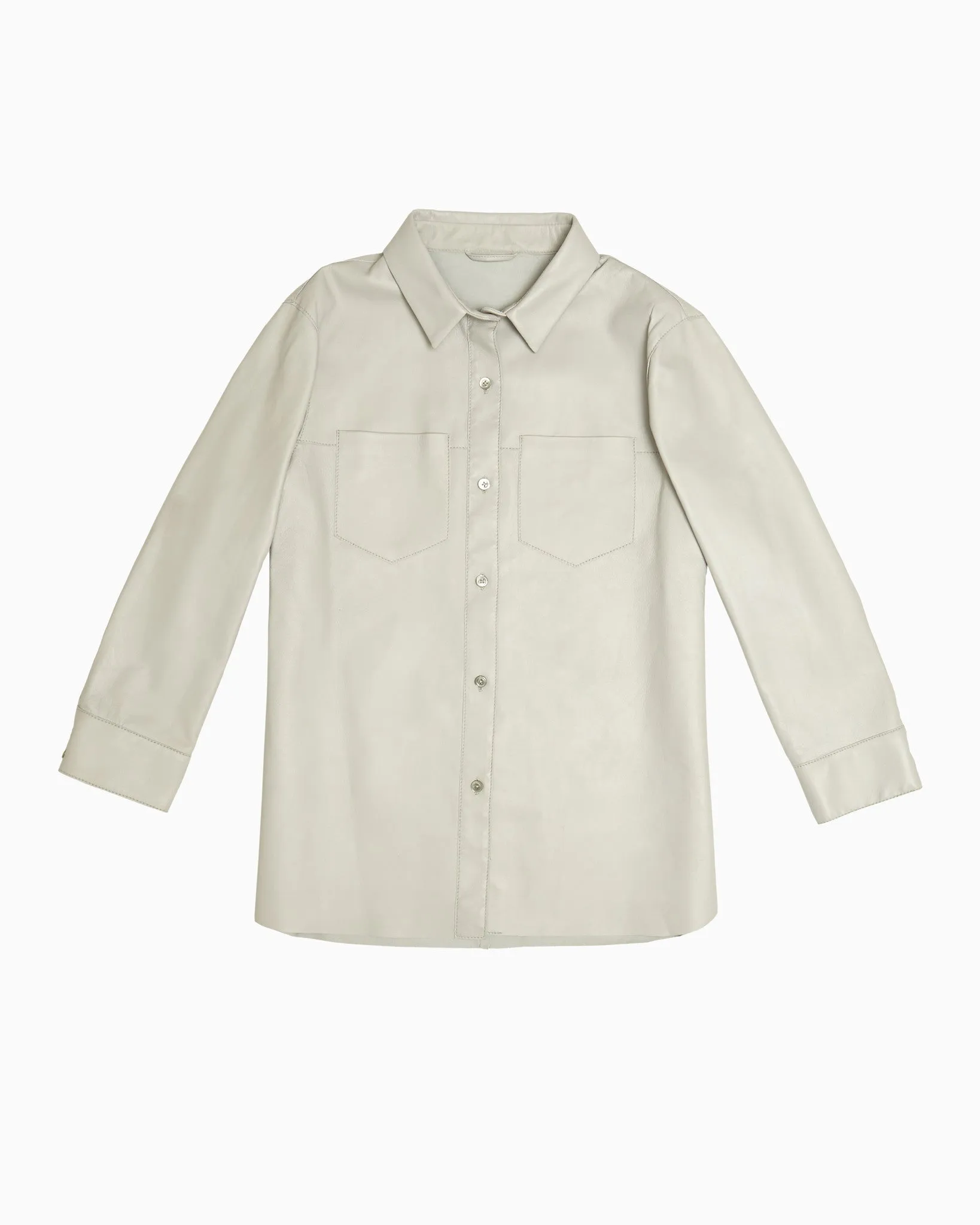 Brogden Womens Leather Shirt in Pearl Grey - FINAL SALE