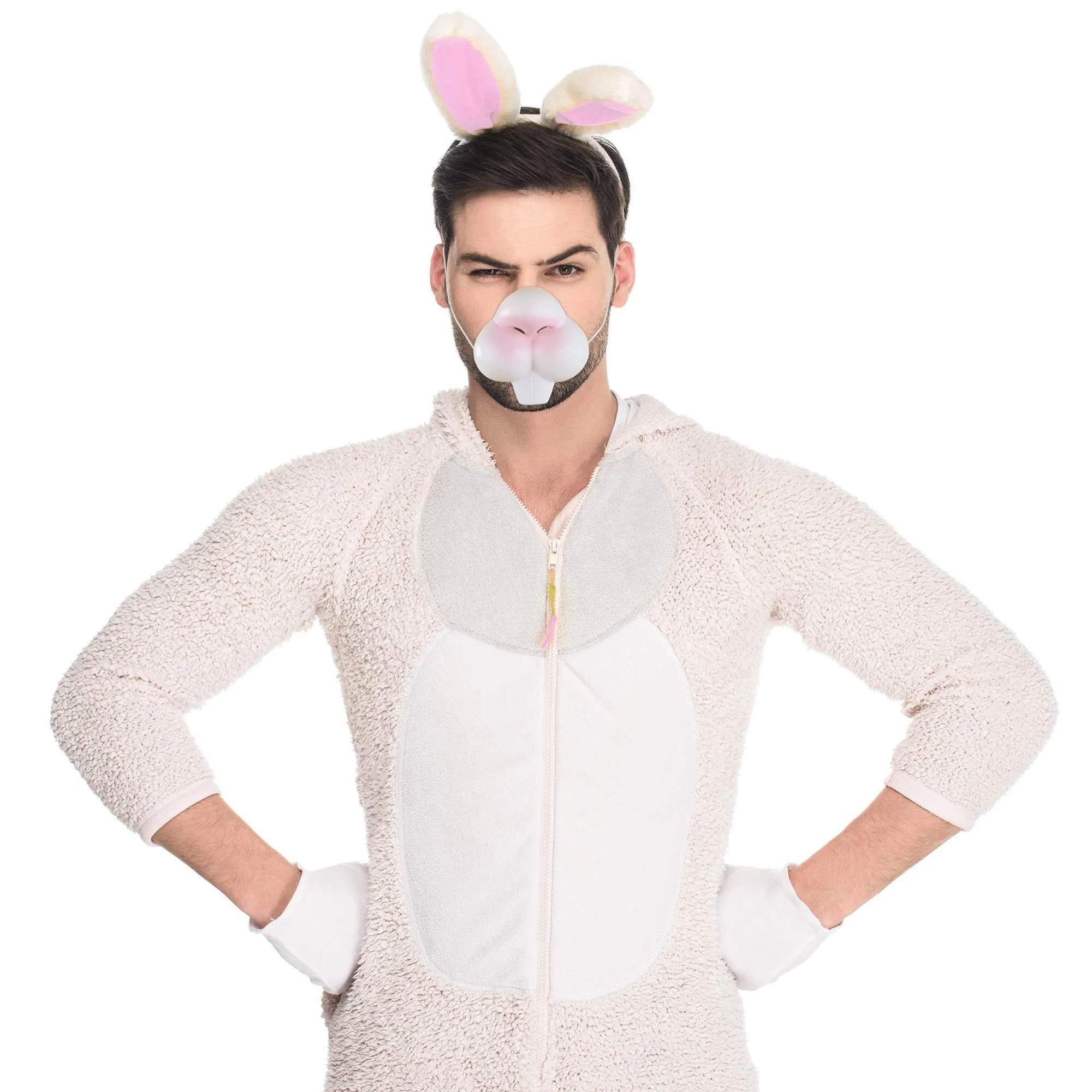 Bunny Rabbit Costume Nose - Bunny Nose and Teeth Costume Accessory Face Mask for Adults and Children White