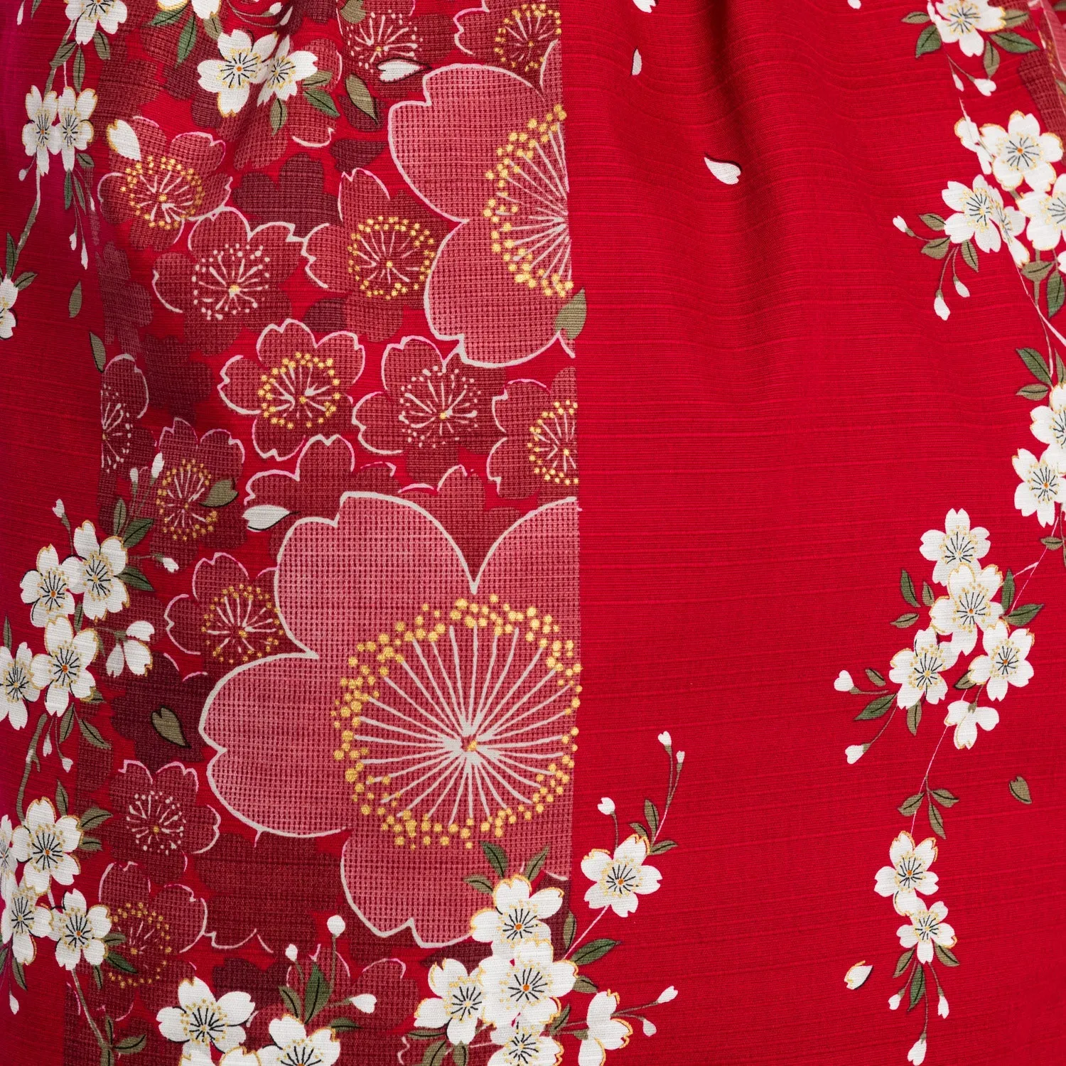 Cherry Blossom Print Short Red Yukata