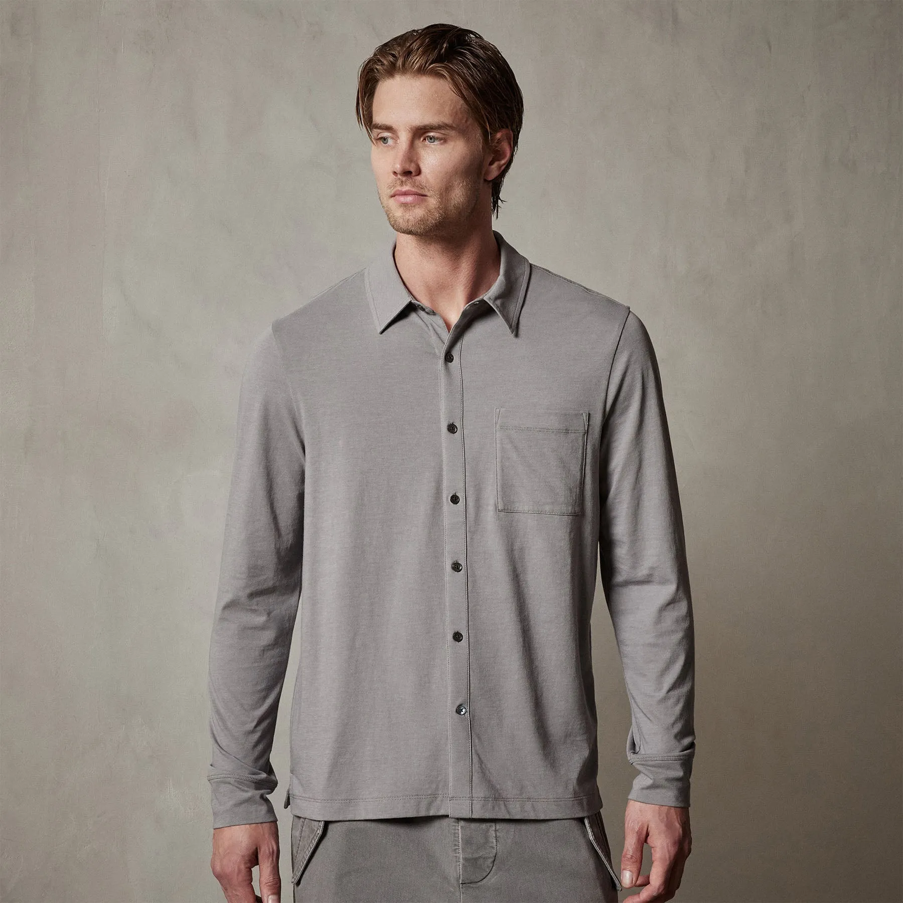 Clean Finish Jersey Shirt - Silver Grey