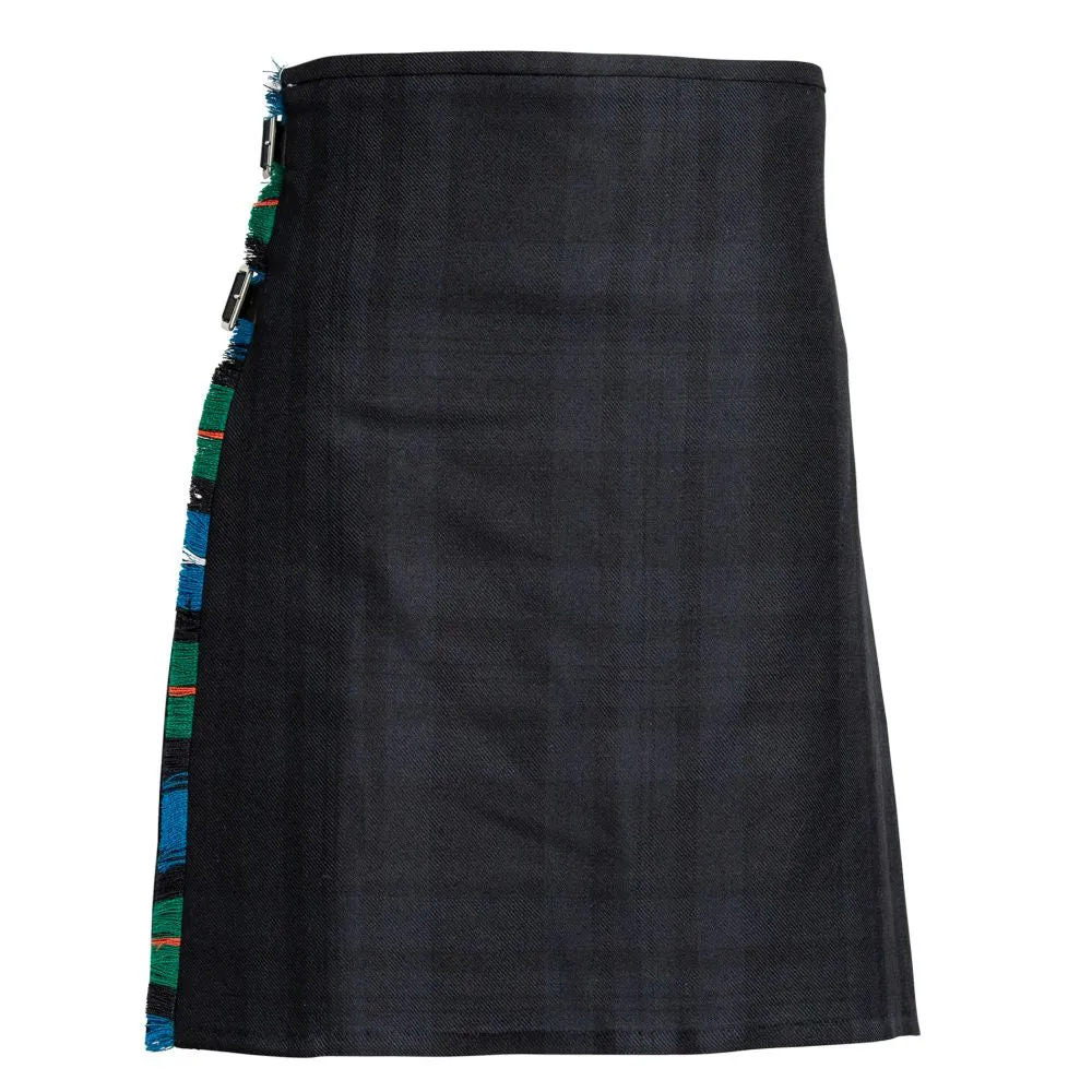 Clearance MTM Wool Kilt - 8 Yard - Black Isle/Robertson Hunting Ancient Contrast - Waist 34 Length 24