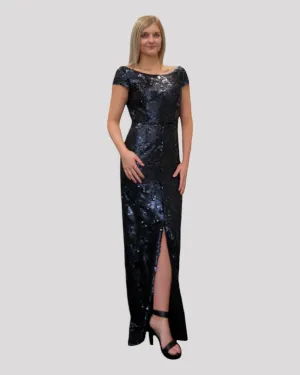 Courtney Midnight Blue Sequin Evening Dress