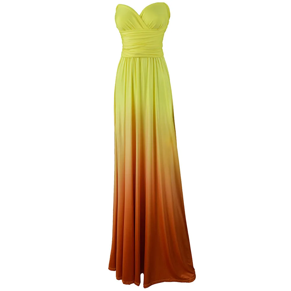 Cross halter sexy strappy gradient dress