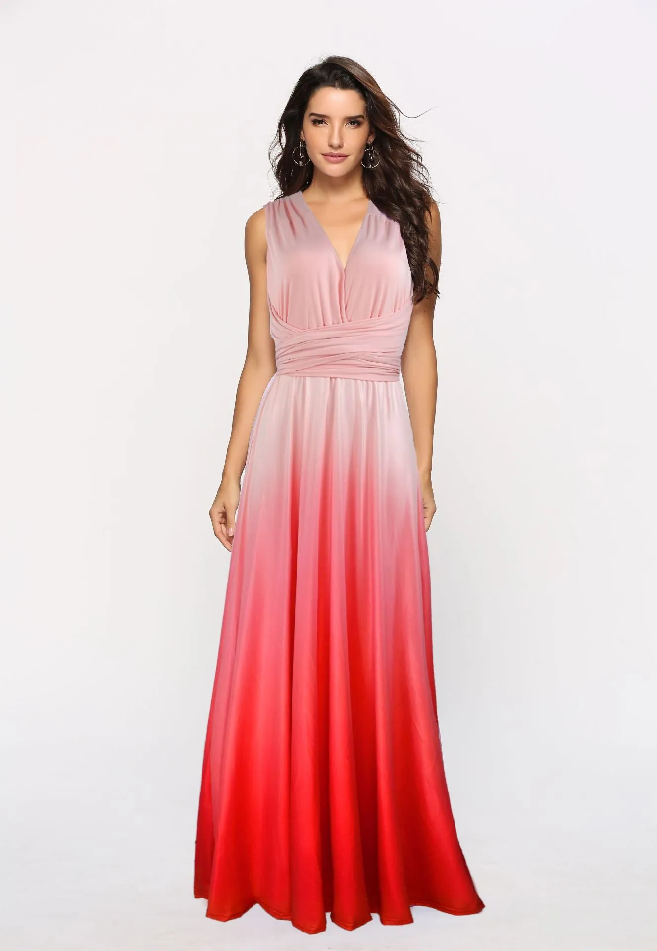 Cross halter sexy strappy gradient dress