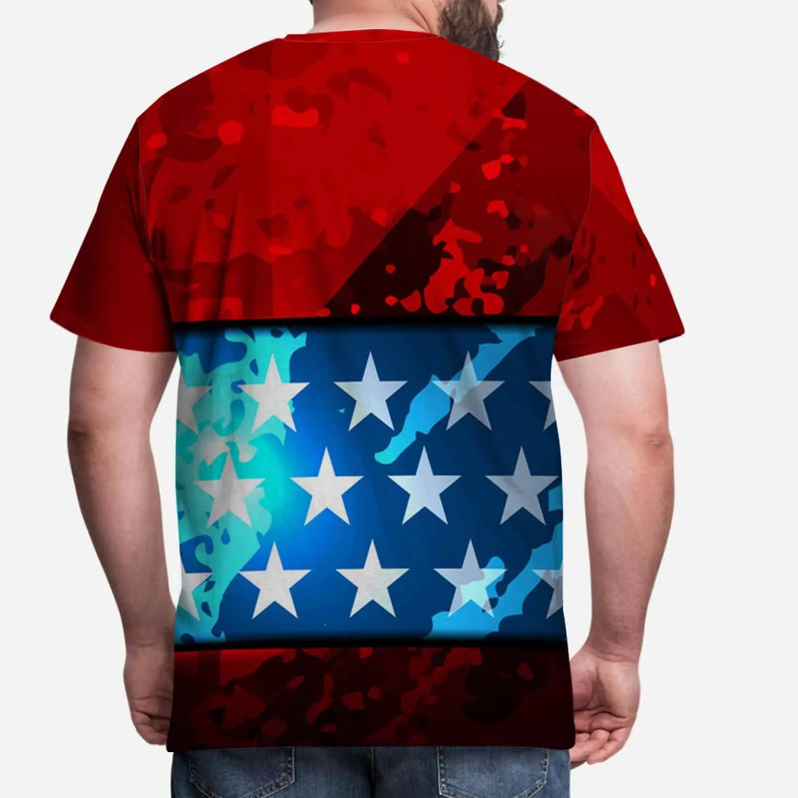 Custom Photo Tee USA Flag Men's All Over Print T-shirt Personalized Your Face on A Shirt