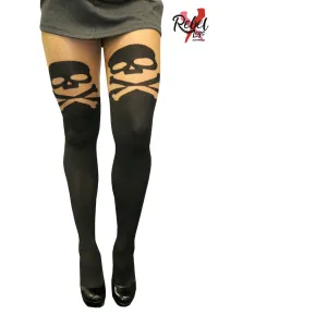 Cute Faux Thigh High Stocking - Skull