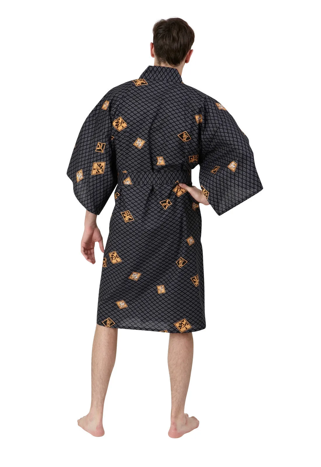 Diamonds Short Cotton Happi Coat Mens Kimono