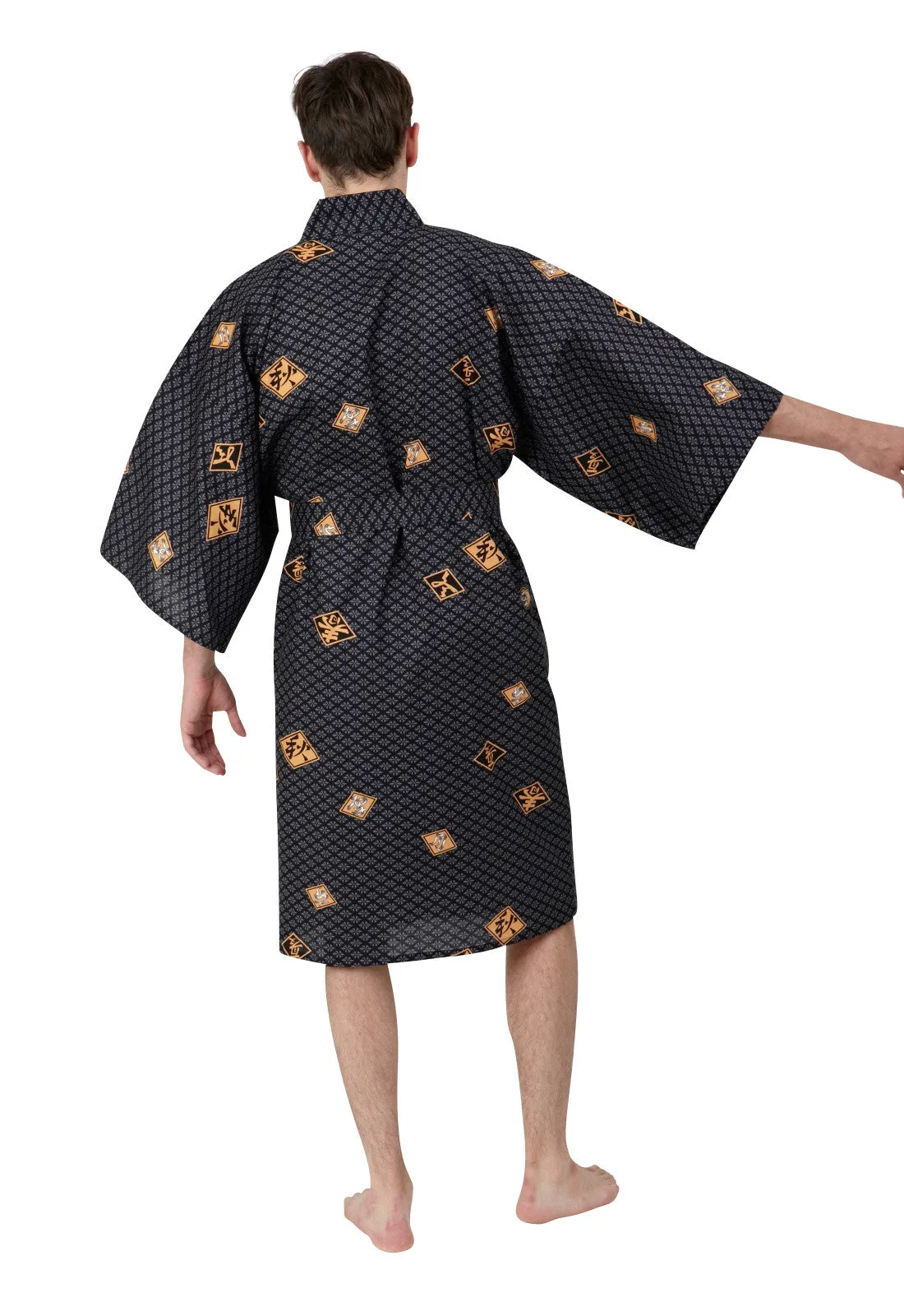 Diamonds Short Cotton Happi Coat Mens Kimono