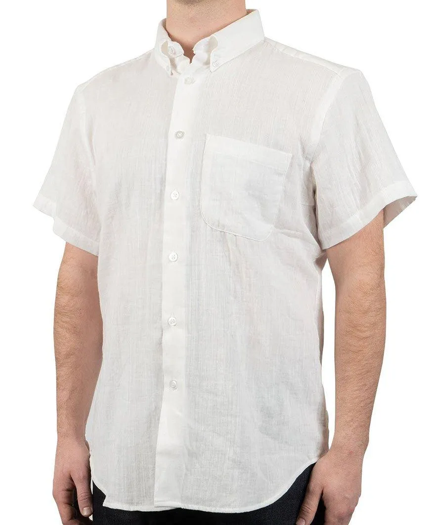 Double Weave Gauze Short Sleeve Easy Shirt White