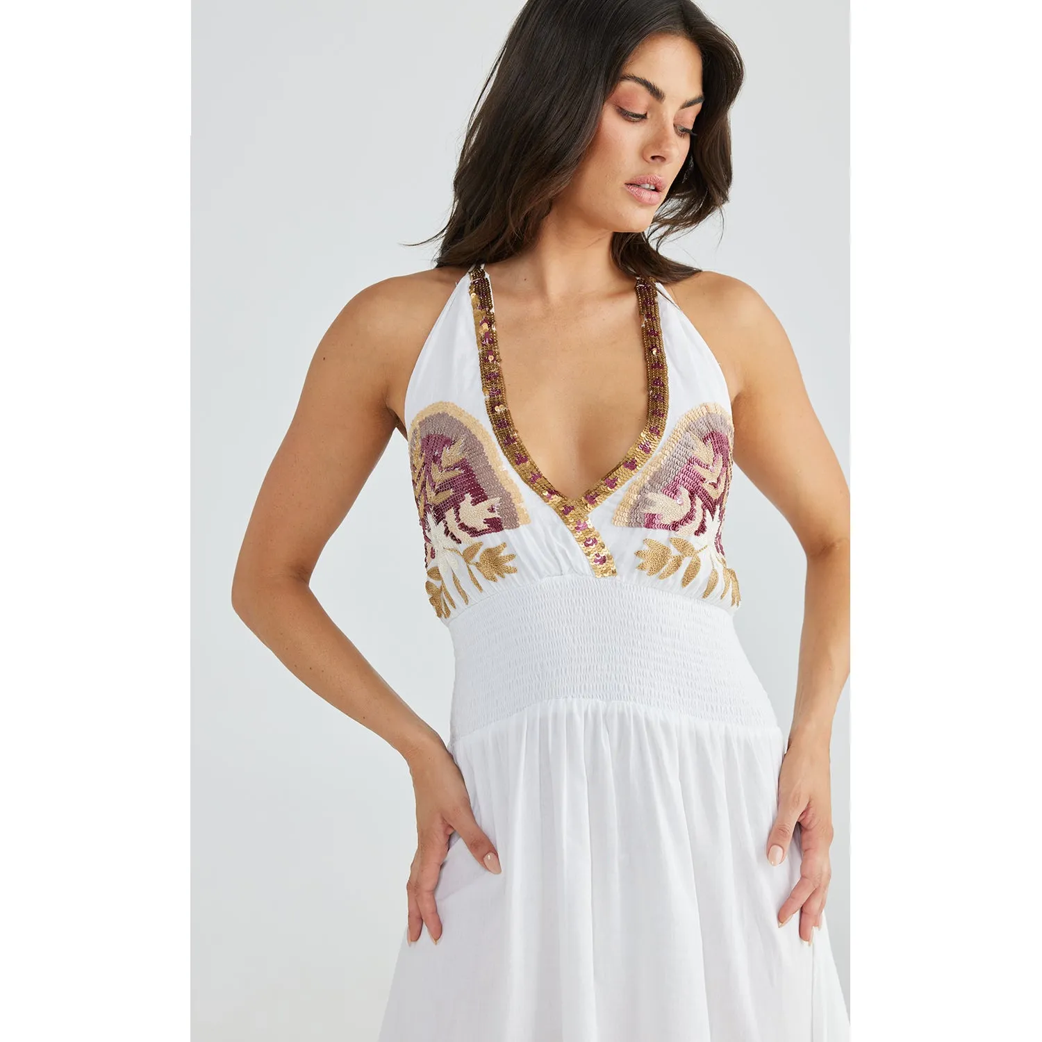 Dress Flamenco - White & Embroidery