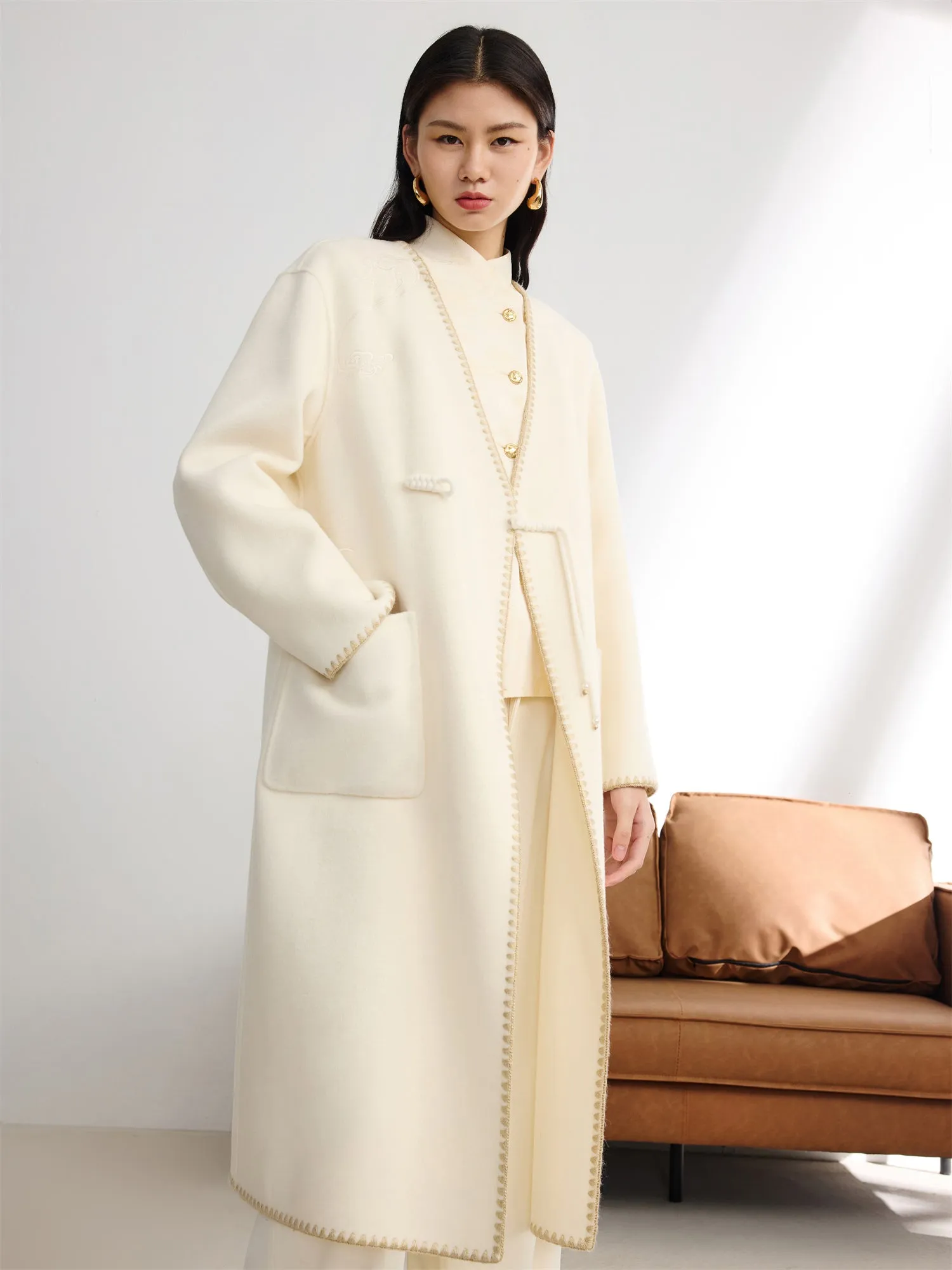 EP YAYING Double-Faced Wool Overcoat