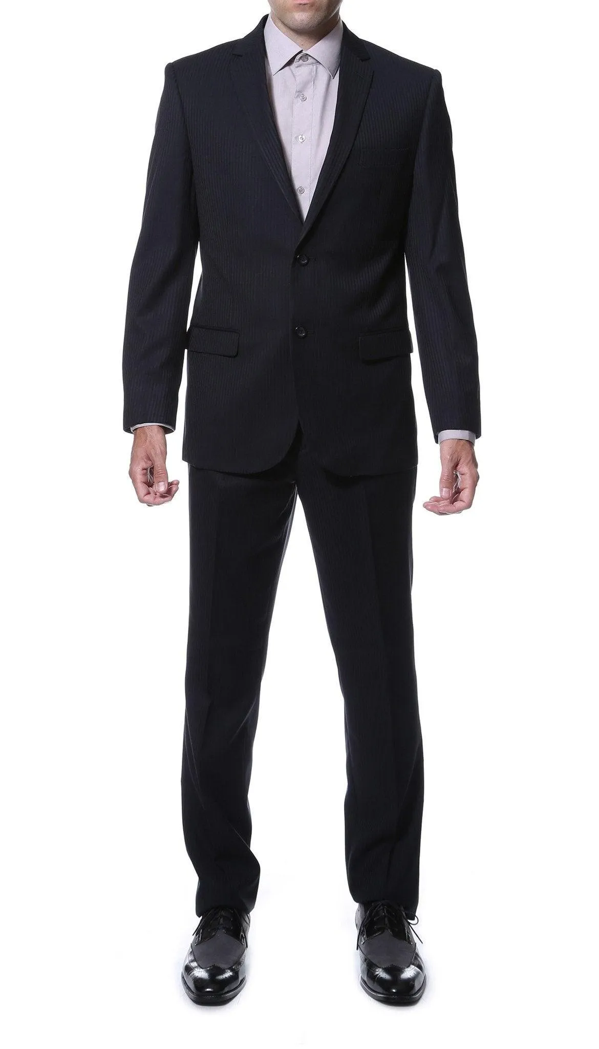 Ernesto Black Pinstripe Slim Fit 2 Piece Suit