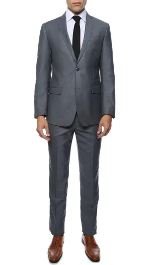 Etro Mens Grey Blue Slim Fit Notch Lapel 2pc Suit