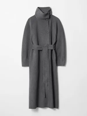 Funnel-collar wool coat