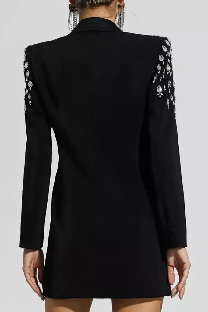 Gatsby Black Blazer Dress With Crystals