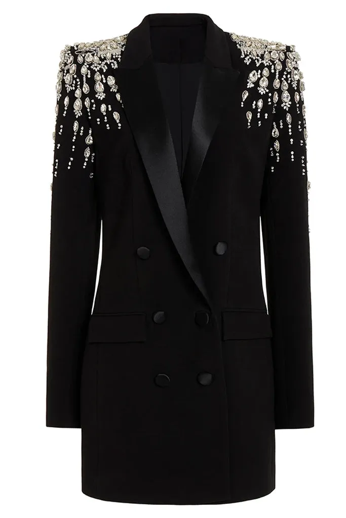 Gatsby Black Blazer Dress With Crystals