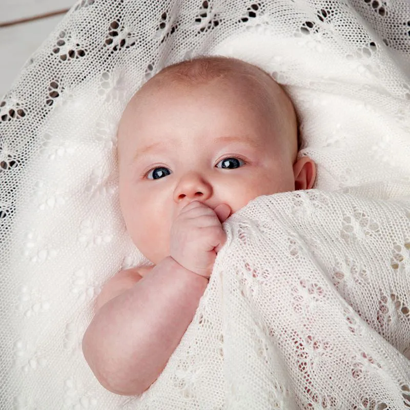 G.H.Hurt & Son Butterfly Baby Shawl - Ivory White