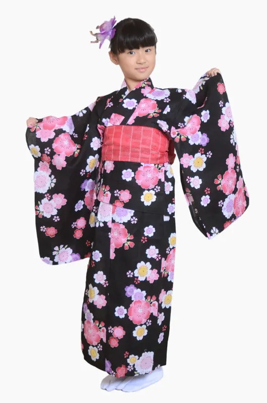 Girls yukata and  obi belt set / GY #04 (3-4)