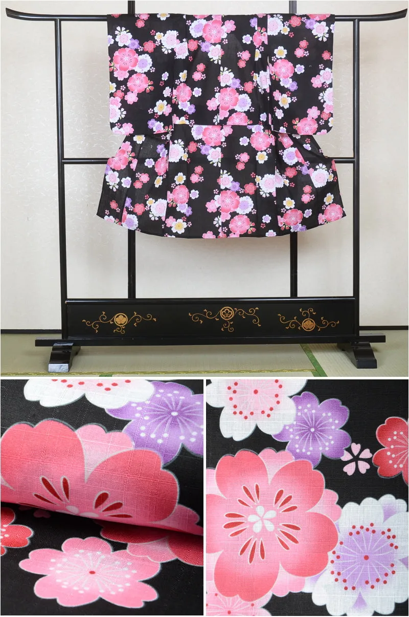 Girls yukata and  obi belt set / GY #04 (3-4)