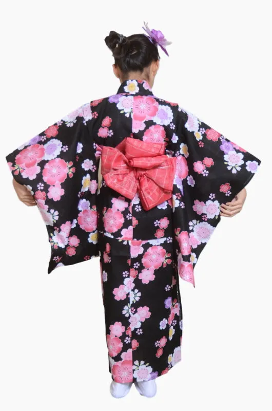 Girls yukata and  obi belt set / GY #04 (3-4)