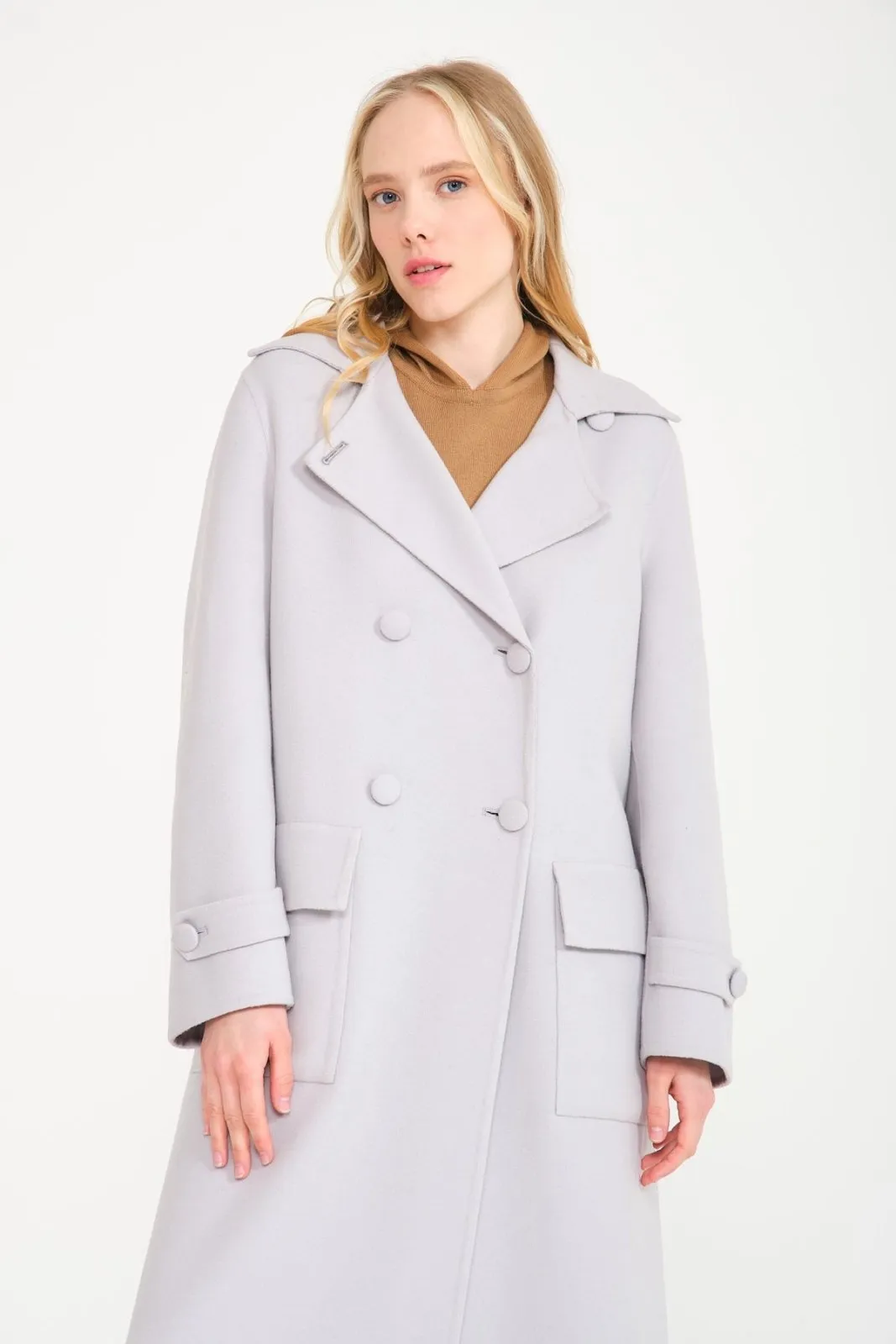 Grey Long Wool Coat