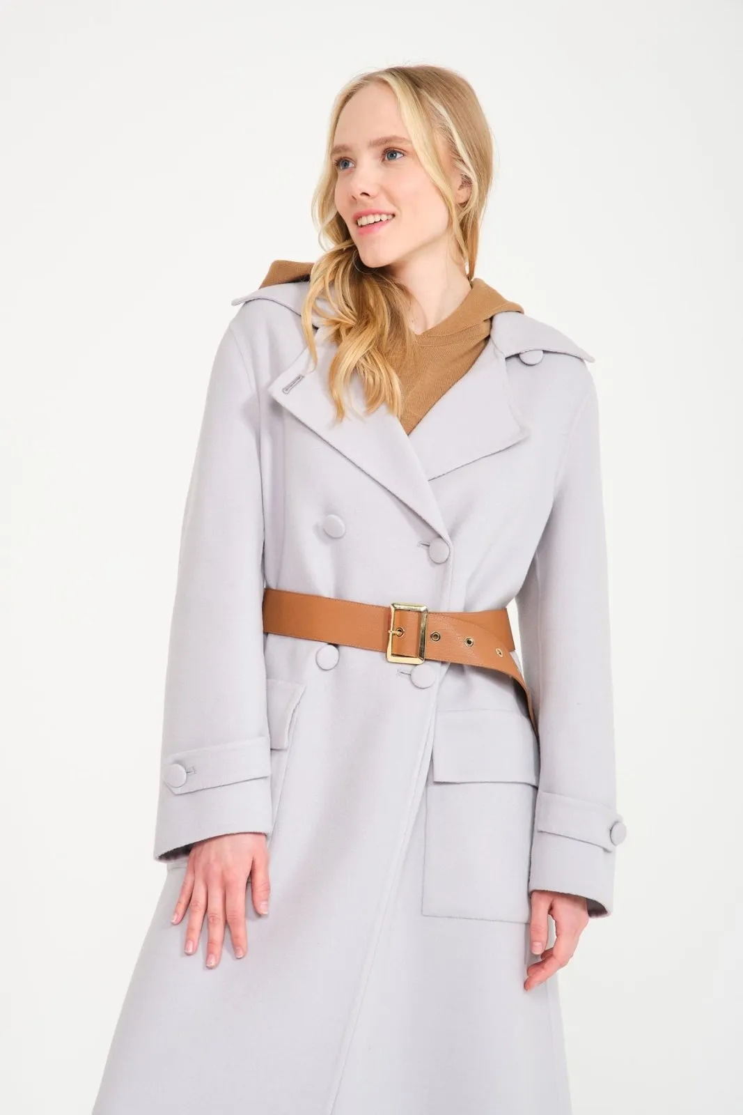 Grey Long Wool Coat