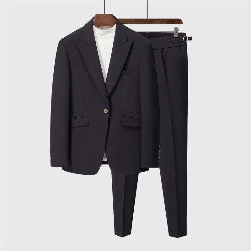 IKEARLAX  Suit Suit Men's Three-Piece Suit Trendy Korean Slim Fit Business Casual Small Suit Coat Groom Wedding Suit