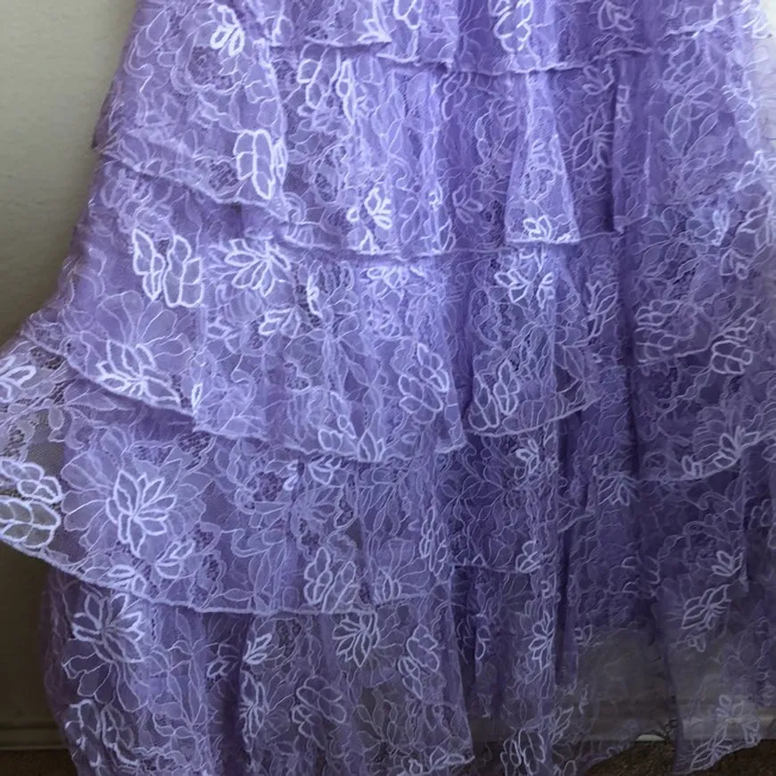 kamahe Purple Lace Long Prom Dress Backless Evening Dress Stunning Maxi Dress