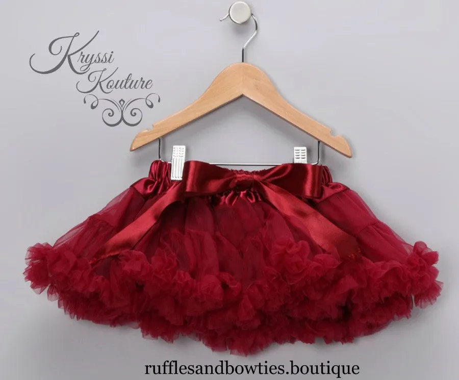 Kryssi Kouture  Burgundy Tutu/Pettiskirt Bloomers - Pettie Coat - Birthday Outfit - Fall Birthday Outfit