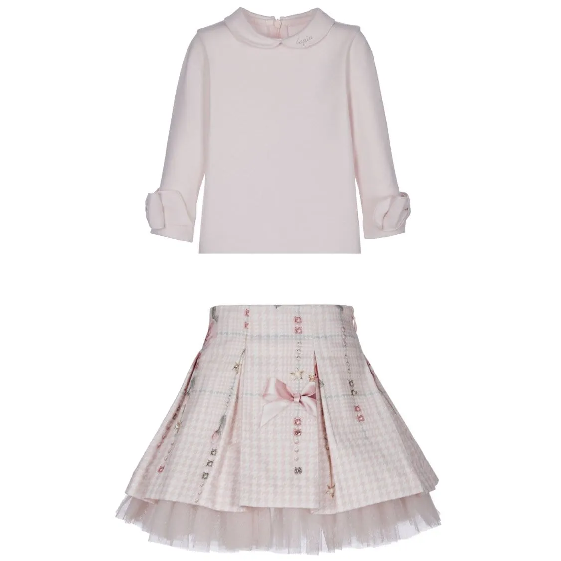 LAPIN HOUSE - Dog Tooth Skirt Set - Pink